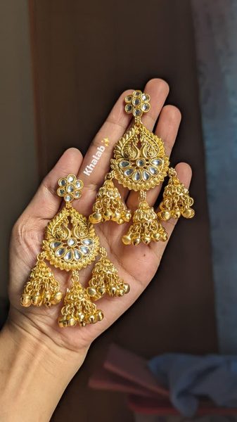Kashmiri triple jhumka earring