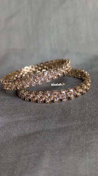 Kundan Antique Golden Bangles